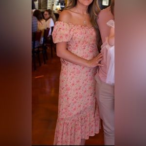 Size small below the knee pink floral chiffon dress by ASTR the label